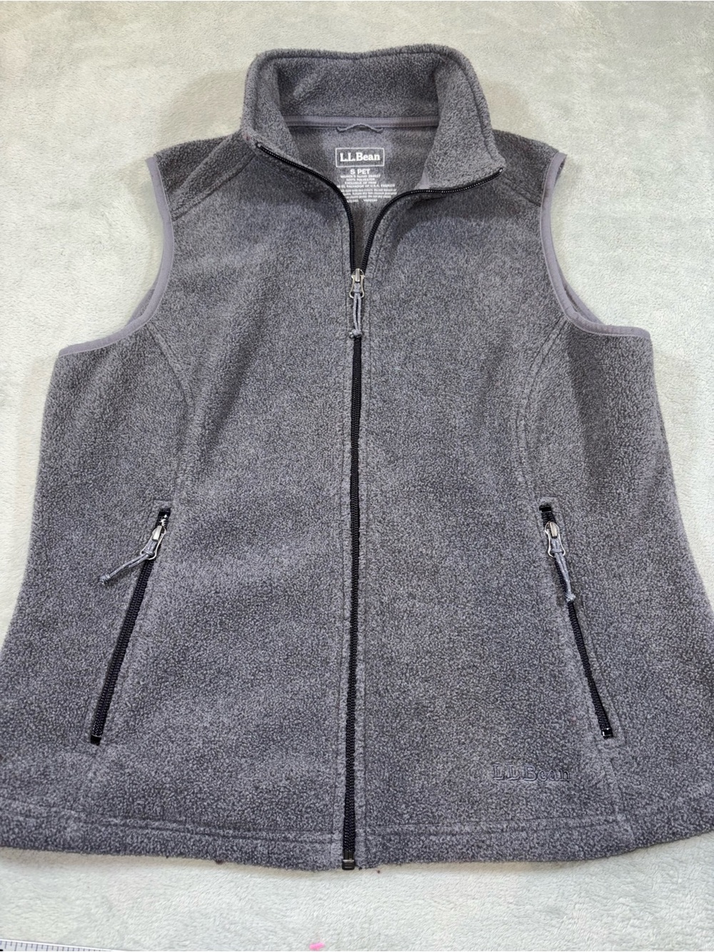 L.L. Bean Gray Full-Zip Fleece Vest Women's S PET Small Petite